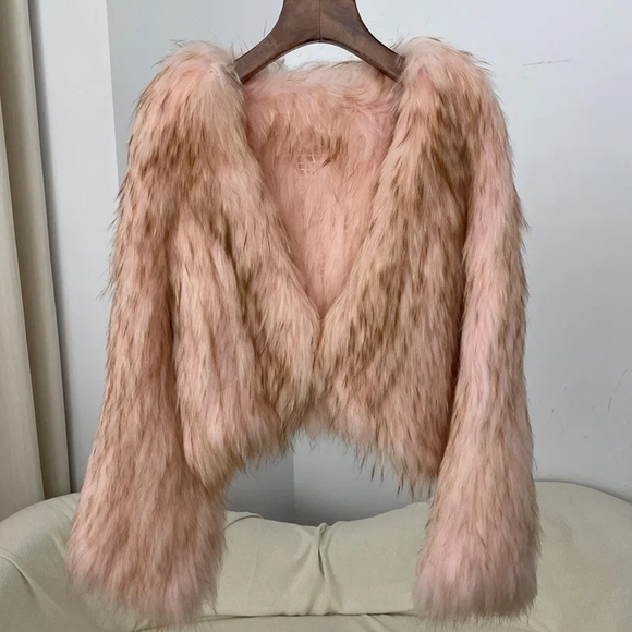 Natural Raccoon Fur Jacket New Thickened Warm V-neck Double-sided Woven … - Picture 8 of 15